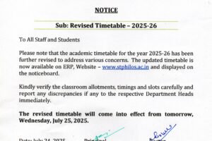 Revised Timetable – July 25 2025