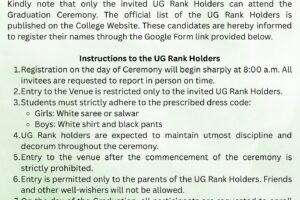 Graduation 2026 Instruction to UG Rank Holders